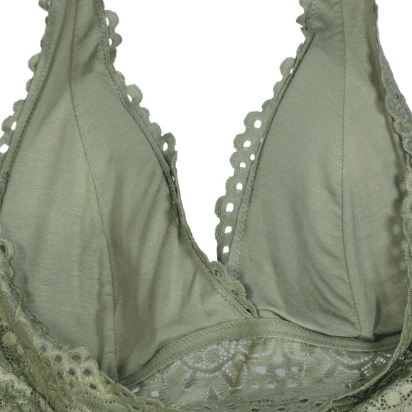 Aero Green Bralette Bra Womens Large Unlined Halter Stretch Lace Sexy Padded - Picture 6 of 8